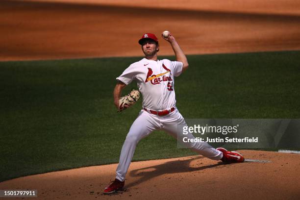 Matthew Liberatore of the St. Louis Cardinals pitches during the MLB London Series match between the St. Louis Cardinals and Chicago Cubs at London...