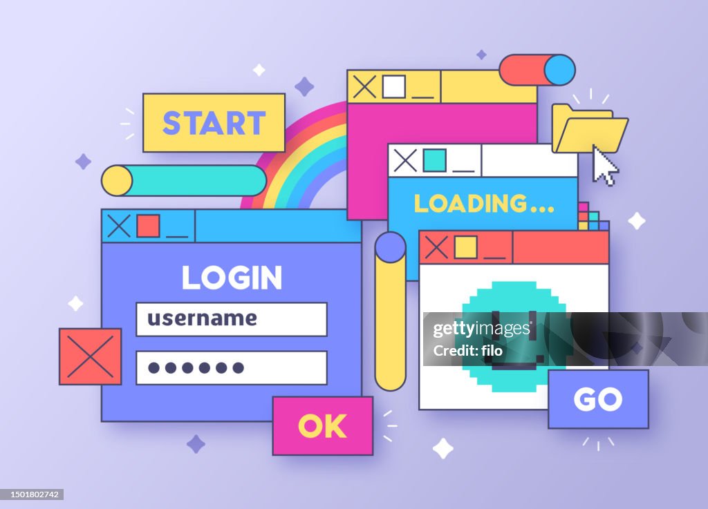 Retro Computer Window Dialog Boxes Design High-Res Vector Graphic ...