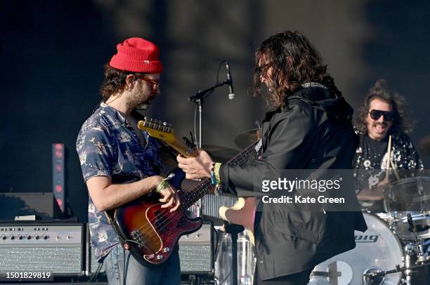 David Hartley and Adam Granduciel of The War On Drugs performs on stage during Day 5 of Glastonbury Festival 2023 on June 25, 2023 in Glastonbury,...