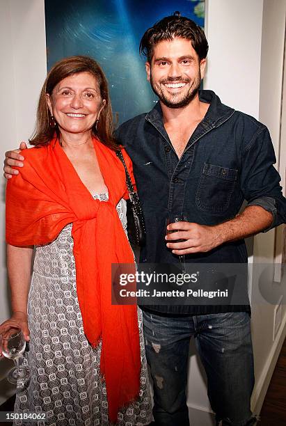 Artist Andrew Levitas with mother Laila Levitas attend Andrew Levitas Metalwork Photography: Sculptures opening at Gallery Valentine on August 11,...