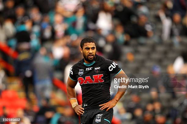 Michael Jennings of the Panthers looks dejected after losing the round 23 NRL match between the Penrith Panters and the Canberra Raiders at Centrebet...