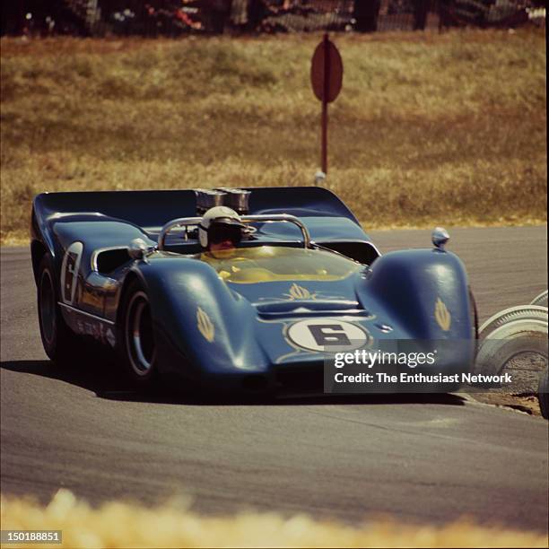 Road Racing Championships - USRRC - Laguna Seca. Race winner Mark Donohue driving his Penske Racing, McLaren M6A.