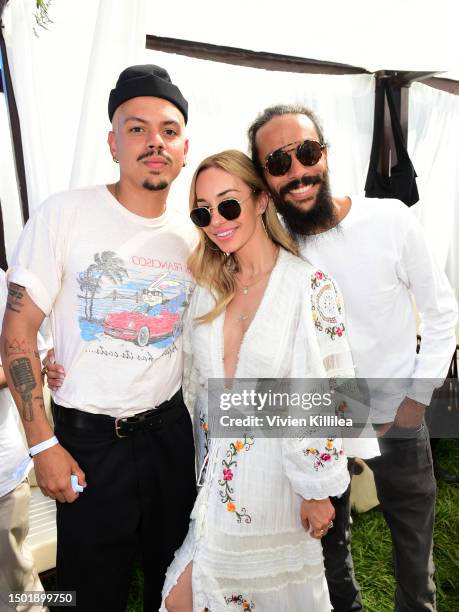 Evan Ross, Kimberly Naess and Ross Naess attend Rosé Day Los Angeles at King Gillette Ranch on June 24, 2023 in Calabasas, California.