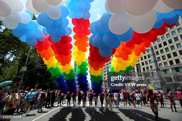 People participate in the NYC Pride March on June 25, 2023 in New York City. Heritage of Pride organizes the event and supports equal rights for...