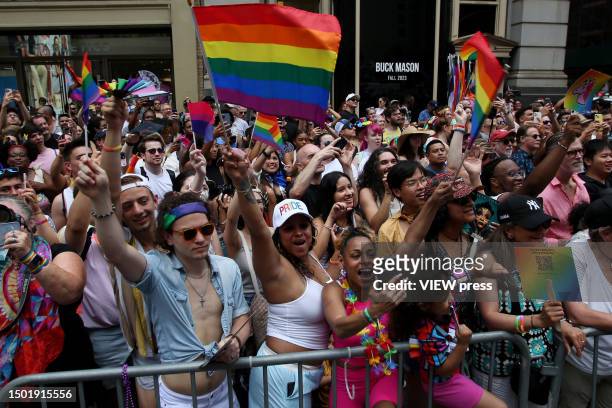 People attend the NYC Pride March on June 25, 2023 in New York City. Heritage of Pride organizes the event and supports equal rights for diverse...
