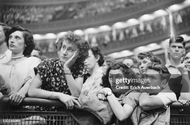 Members of the audience at a promenade concert, 1949.