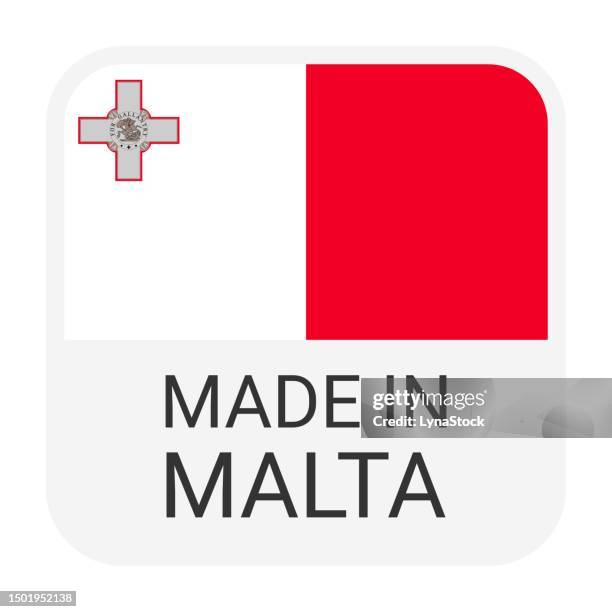 made in malta badge vector. sticker with stars and national flag. sign isolated on white background. - malta business stock illustrations