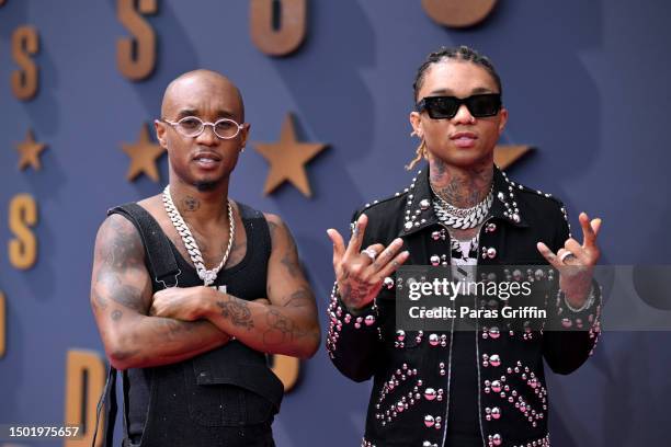 Slim Jxmmi and Swae Lee of Rae Sremmurd attend the BET Awards 2023 at Microsoft Theater on June 25, 2023 in Los Angeles, California.