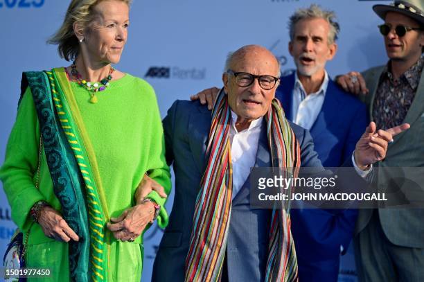 German film director Volker Schloendorff arrives on the red carpet for the Film Producers' Party in Berlin on July 4, 2023.