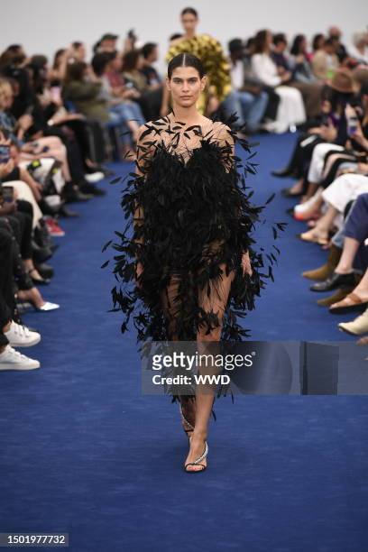 Model on the runway at the Alexandre Vauthier Fall 2023 Couture Collection Fashion Show on July 4, 2023 in Paris, France.