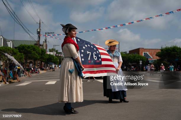 Residents participate in the annual Independence Day Parade on July 4, 2023 in Southport, North Carolina. The U.S. Declaration of Independence was...