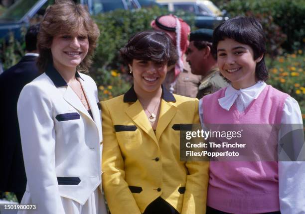 Jordanian Princesses, left to right, Aisha, Zein and Farah in Amman, circa 1984.