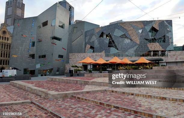 Photo taken April 2, 2010 shows a part of Federation Square, a cultural precinct in the city of Melbourne. It comprises a series of buildings...