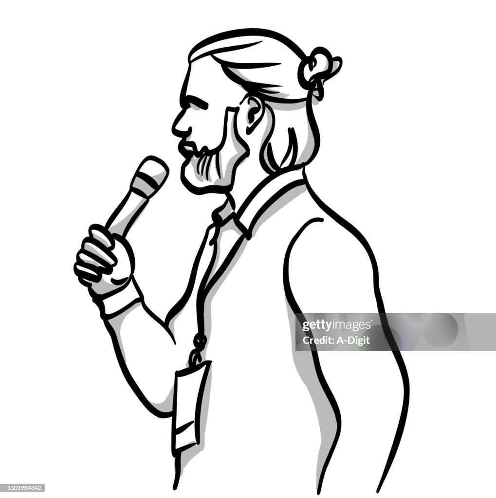 Profile Of Young Man Speaker Sketch