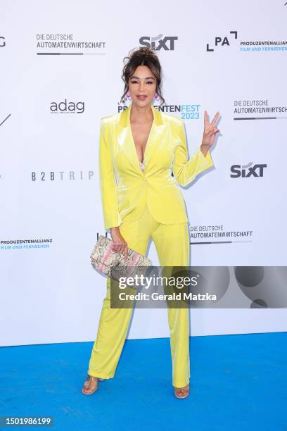 Verona Pooth attends the German Producers Alliance Party at Tipi am Kanzleramt on July 4, 2023 in Berlin, Germany.