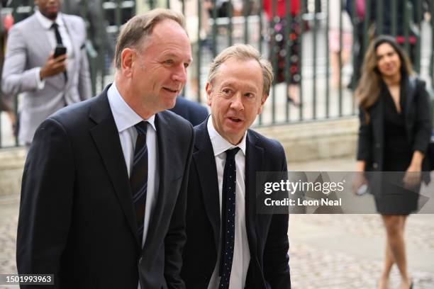 Former NHS England chief executive Lord Simon Stevens, and Geordie Greig, editor-in-chief of The Independent, arrive at Westminster Abbey for a...