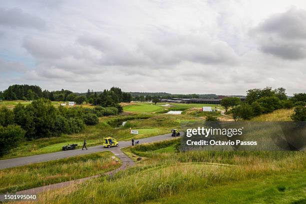 General view of the 18th hole is seen prior to the Made in HimmerLand at Himmerland Golf & Spa Resort on July 5, 2023 in Denmark.