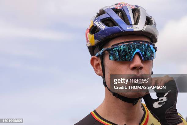 Jumbo-Visma's Belgian rider Wout Van Aert awaits the start of the 5th stage of the 110th edition of the Tour de France cycling race, 163 km between...