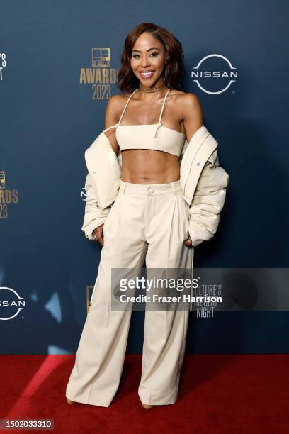 Smith poses in the press room during the BET Awards 2023 at Microsoft Theater on June 25, 2023 in Los Angeles, California.