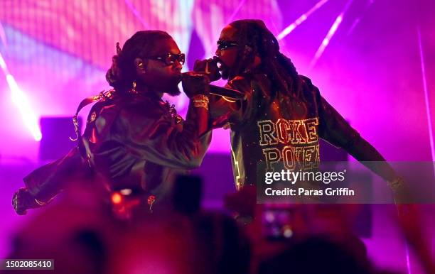 Offset and Quavo perform onstage during the BET Awards 2023 at Microsoft Theater on June 25, 2023 in Los Angeles, California.