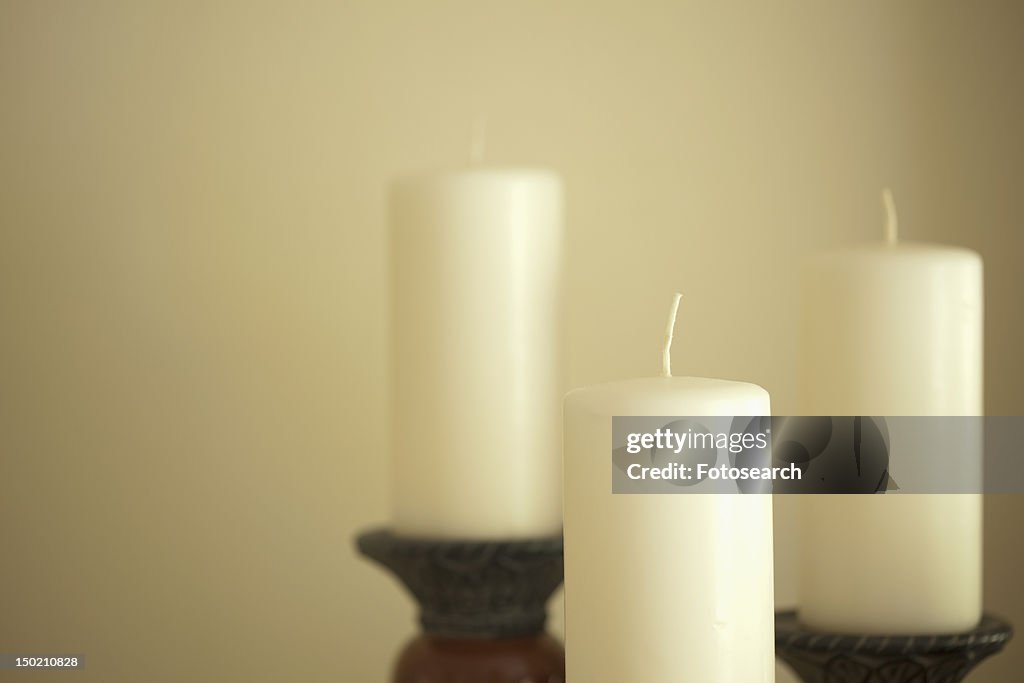 Detail set of white candles
