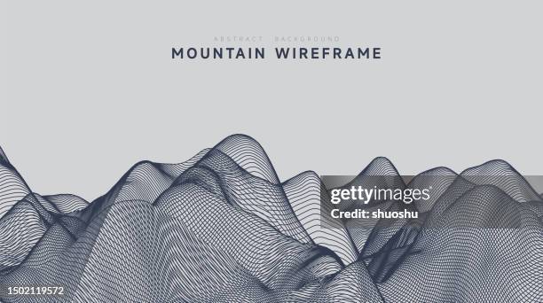 abstract mountain line structure wireframe background - wireframe landscape stock illustrations
