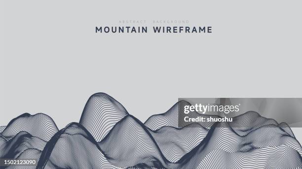abstract 3d mountain structure wireframe topography technology pattern background - wireframe landscape stock illustrations