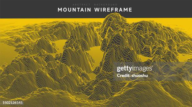 abstract 3d mountain structure wireframe topography technology pattern background - wireframe landscape background stock illustrations