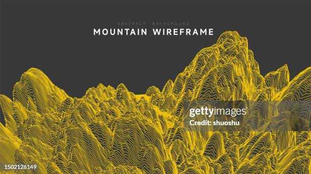 abstract mountain line structure wireframe background - wireframe landscape stock illustrations