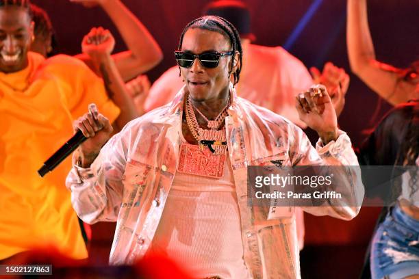 Soulja Boy performs onstage during the BET Awards 2023 at Microsoft Theater on June 25, 2023 in Los Angeles, California.