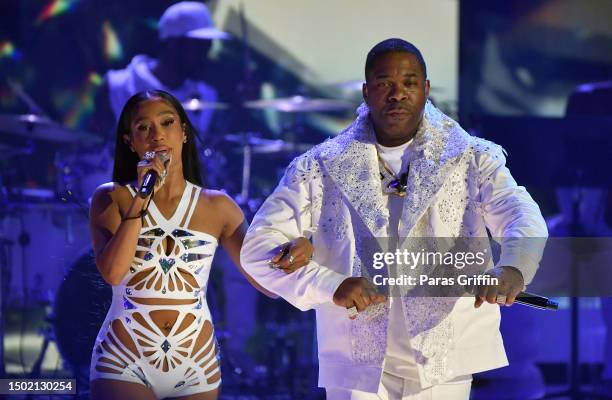 And Busta Rhymes perform onstage during the BET Awards 2023 at Microsoft Theater on June 25, 2023 in Los Angeles, California.