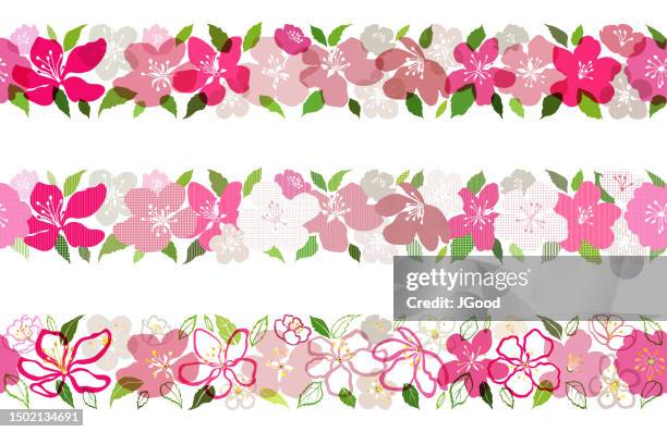 seamless banners with flowers - apple blossom stock illustrations