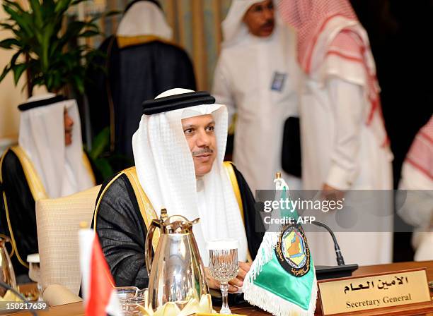 Gulf Cooperation Council Secretary General Abdelatif Zayani attends a ministerial meeting of the six-nation's grouping in the Red Sea Saudi port city...