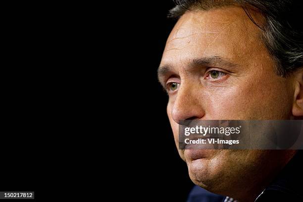 Coach Robbert Maaskant of FC Groningen during the Dutch Eredivisie match between FC Twente and FC Groningen at the Grolsch Veste on August 12, 2012...