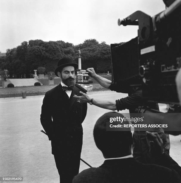 Actor Charles Denner on Set of Movie Landru at Jardin du Luxembourg, Paris, 1962.