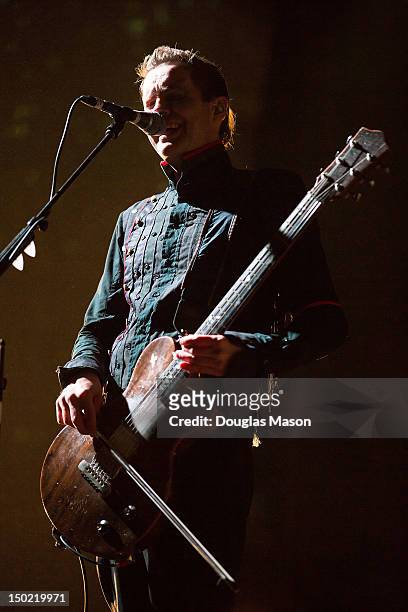 Jonsi Birgisson of Sigur Ros performs during day two of the Outside Lands Music and Arts Festival in the Golden Gate Park on August 11, 2012 in San...