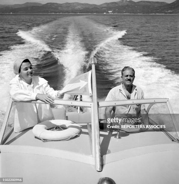 Aboard his boat with young wife Viola Early 1960.