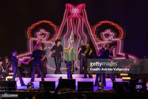 Adam Lambert performs during Pride Island at Brooklyn Army Terminal on June 25, 2023 in New York City.