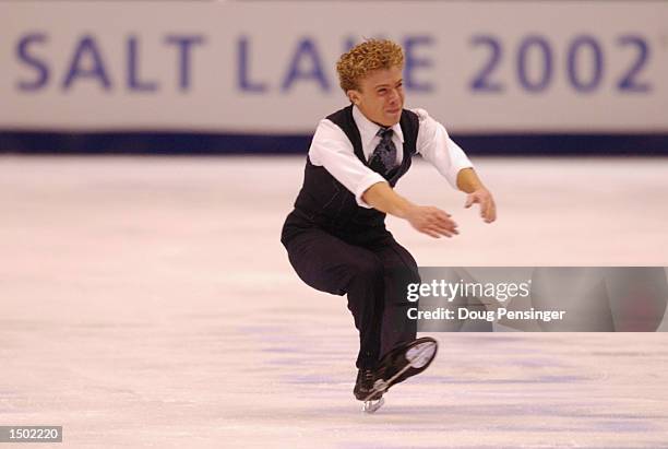 Timothy Goebel of the USA competes in the men's free program during the Salt Lake City Winter Olympic Games at the Salt Lake Ice Center in Salt Lake...