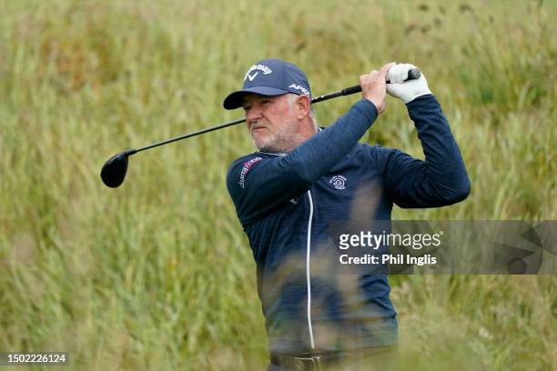 Peter Baker of England in action during Day Three of the Irish Legends 2023 at Seapoint Golf Club on June 25, 2023 in Louth, Ireland.