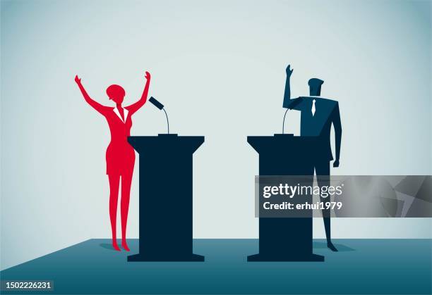 illustrazioni stock, clip art, cartoni animati e icone di tendenza di un dibattito - uomo politico