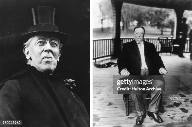 In this composite image a comparison has been made between Woodrow Wilson and William Howard Taft. In 1912 Woodrow Wilson won the presidential...