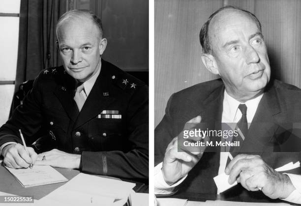In this composite image a comparison has been made between former US Presidential Candidates Dwight Eisenhower and Adlai Stevenson. In 1952 Dwight...