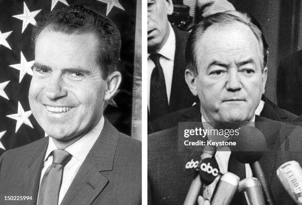 In this composite image a comparison has been made between former US Presidential Candidates Richard Nixon and Hubert Humphrey. In 1968 Richard Nixon...