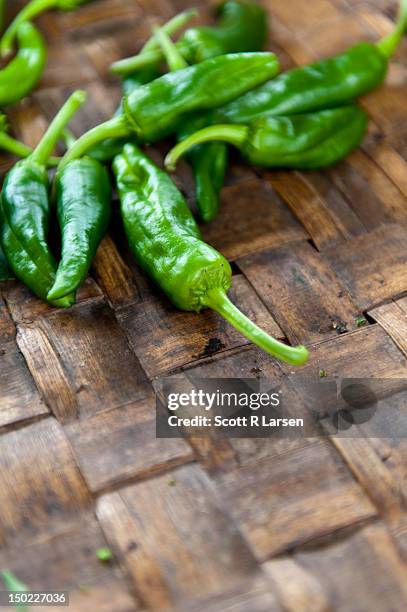 basque peppers on sale at the farmer's market - guernica stock-fotos und bilder