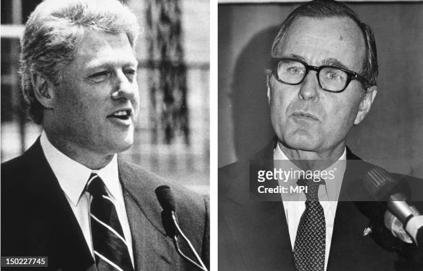 In this composite image a comparison has been made between former US Presidential Candidates George Bush and Bill Clinton. In 1992 Bill Clinton won...
