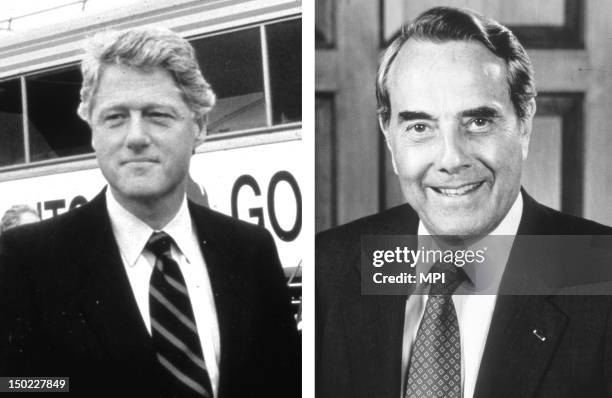 In this composite image a comparison has been made between former US Presidential Candidates Bill Clinton and Bob Dole. In 1996 Bill Clinton won the...