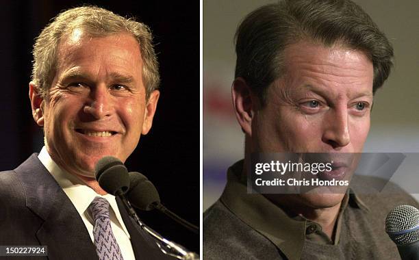 In this composite image a comparison has been made between former US Presidential Candidates George W. Bush and Al Gore. In 2000 George W. Bush won...