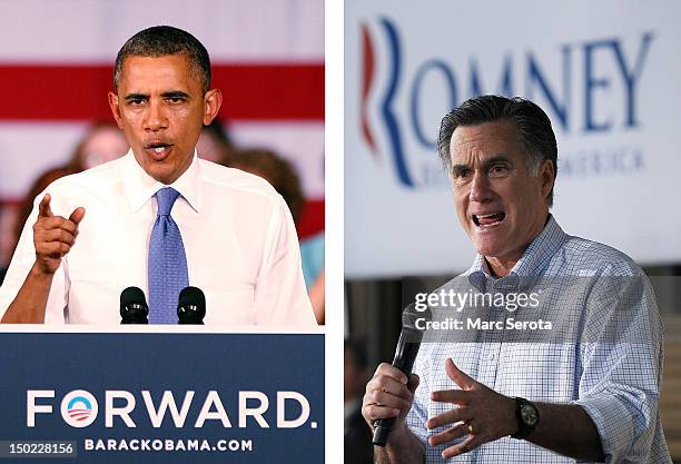 In this composite image a comparison has been made between US Presidential Candidates Barack Obama and Mitt Romney. The November 6, 2012 elections...