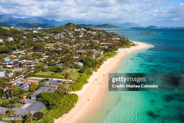 lanikai beach, oahu island, hawaii - oahu stockfoto's en -beelden